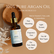MS 100% Pure Argan Oil From Morocco - Natural Moisturizer for Hydrated Skin, Face and Hair - 50 ml in a Glass Bottle - by MoroccanSource