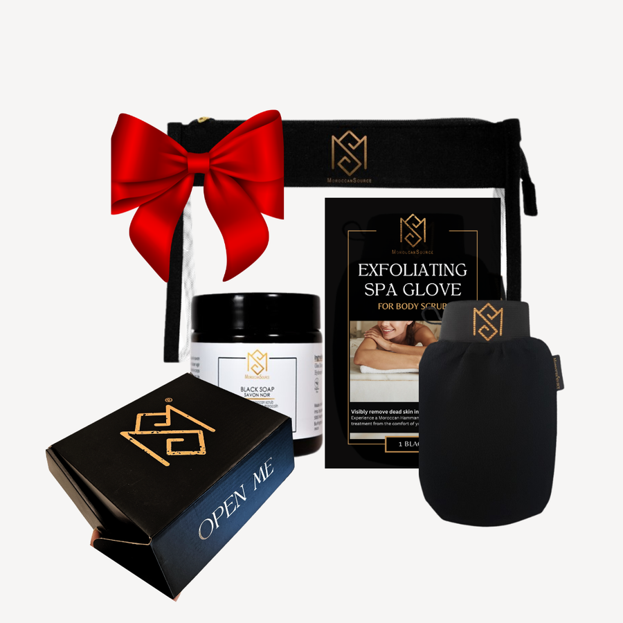 Moroccan Black Soap & Exfoliating Glove Kit – Body Scrub & Deep